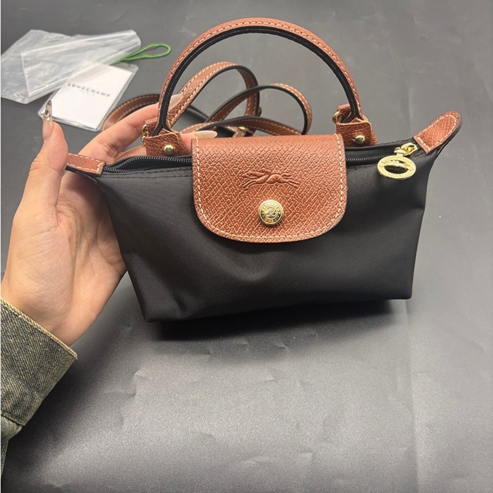 Longchamp Black and Tan Mini Bag